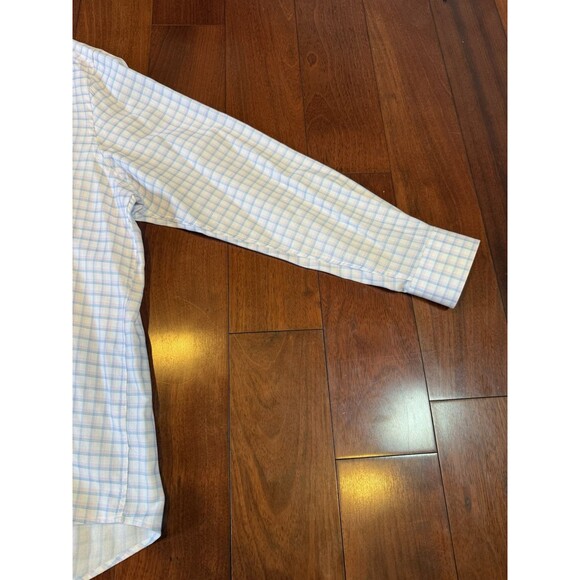 Johnston & Murphy Dress Shirt Mens XL White Multicolor Plaid Check Button Front - Picture 4 of 15